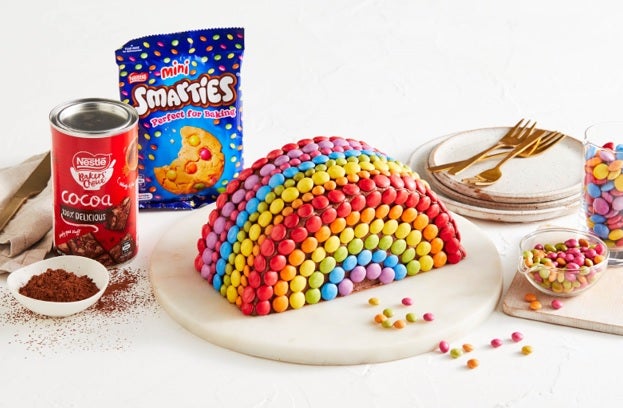 A Rainbow Cake with fondant rainbow — Cupcake Espresso