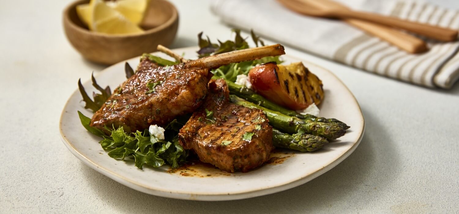 Grilled Lamb Cutlets With Grilled Peach Salad Au